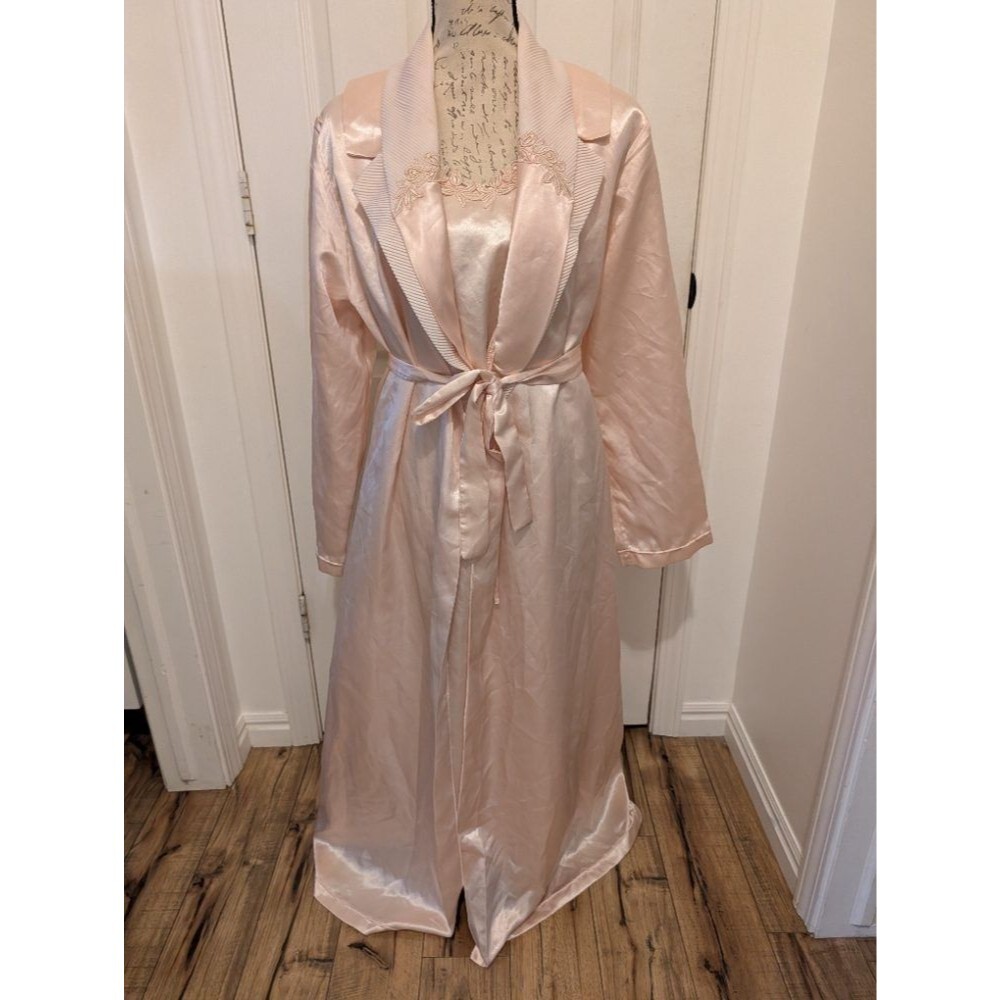 Vintage Biconf Italian Peignoir Set Blush Pink Lace Robe Nightgown 52 US 16 / XL
